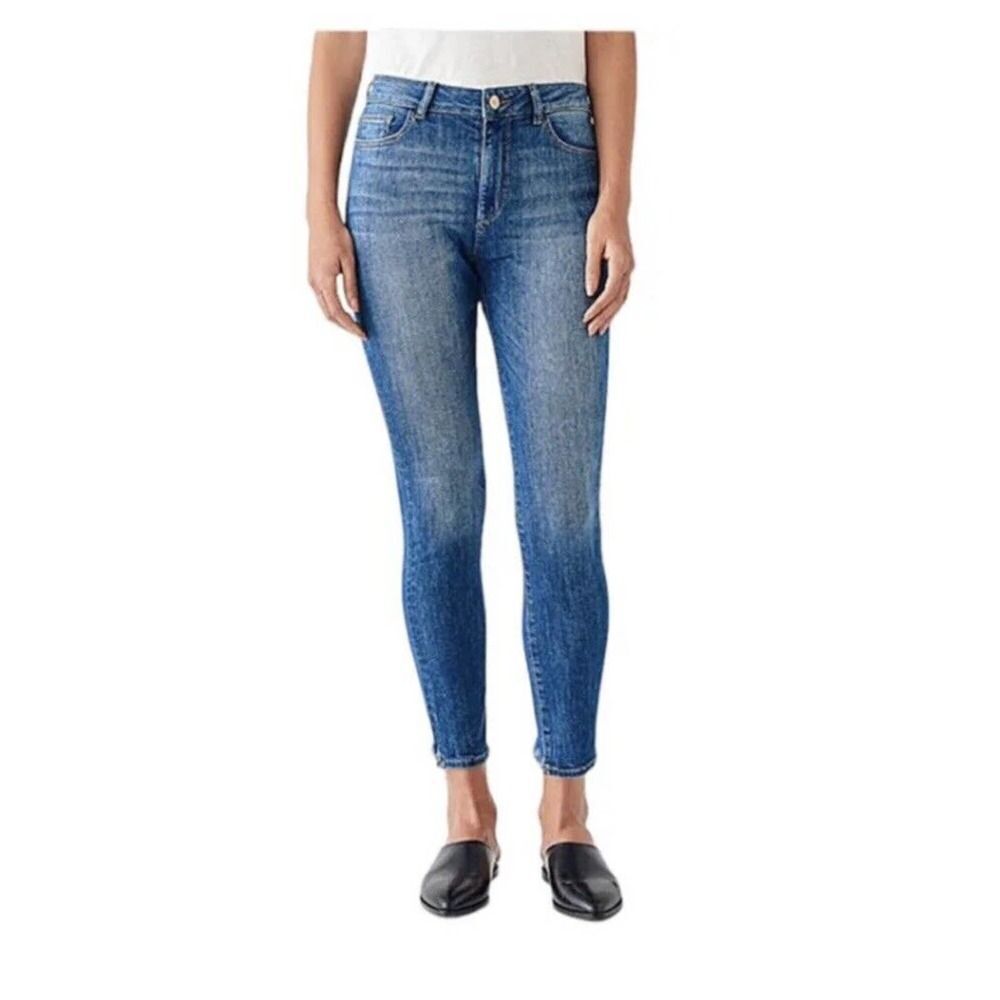 DL1961 Farrow Ankle High Rise Instasculpt Skinny Jeans Size 27 Distressed Hem